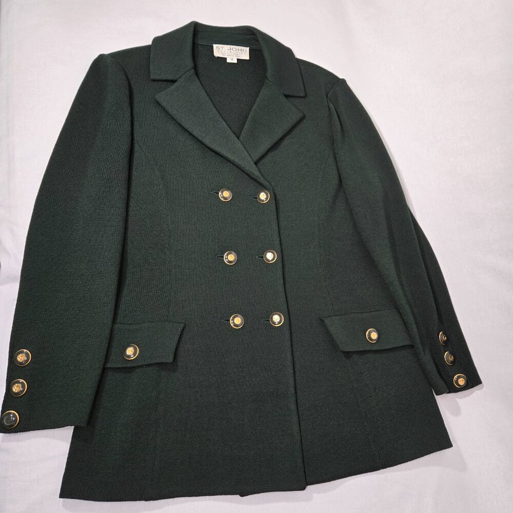 ST. JOHN Collection by Marie Gray Elite-Green Santana Knit Blazer Women Size 10. - Picture 11 of 17